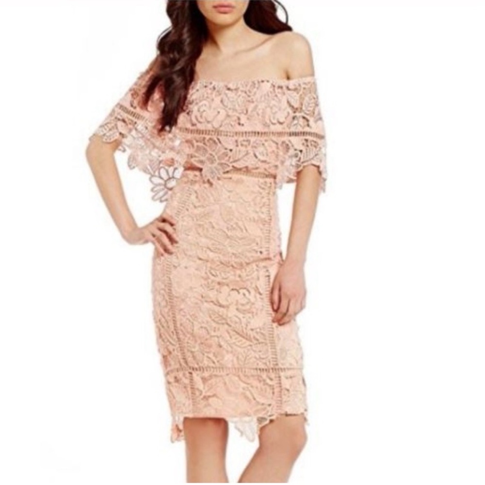 Gianni Bini Leah Lace Off The Shoulder Sheath Dress In Blossom